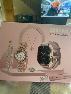 A58 Plus Smartwatch with Rose Gold Jewelry Accent